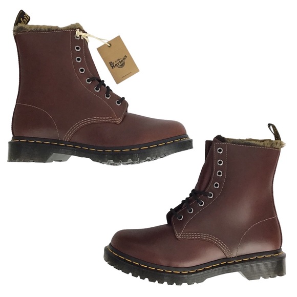 Dr. Martens Shoes - Dr. Martens 1460 Serena Aburzzo Lug Sole Lace-up Faux Fur Lined Leather Boots 10